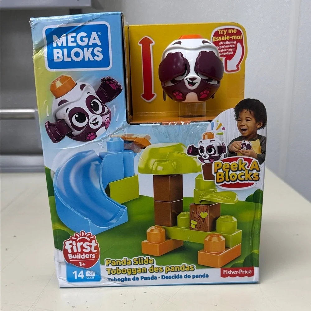 Mega Bloks Peek A Blocks Panda Slide with Big Building Blocks